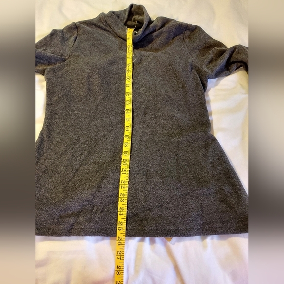 OGL Fitted Cozy Layering Women's Charcoal Turtleneck Sweater With Built-in Bra - Picture 6 of 8